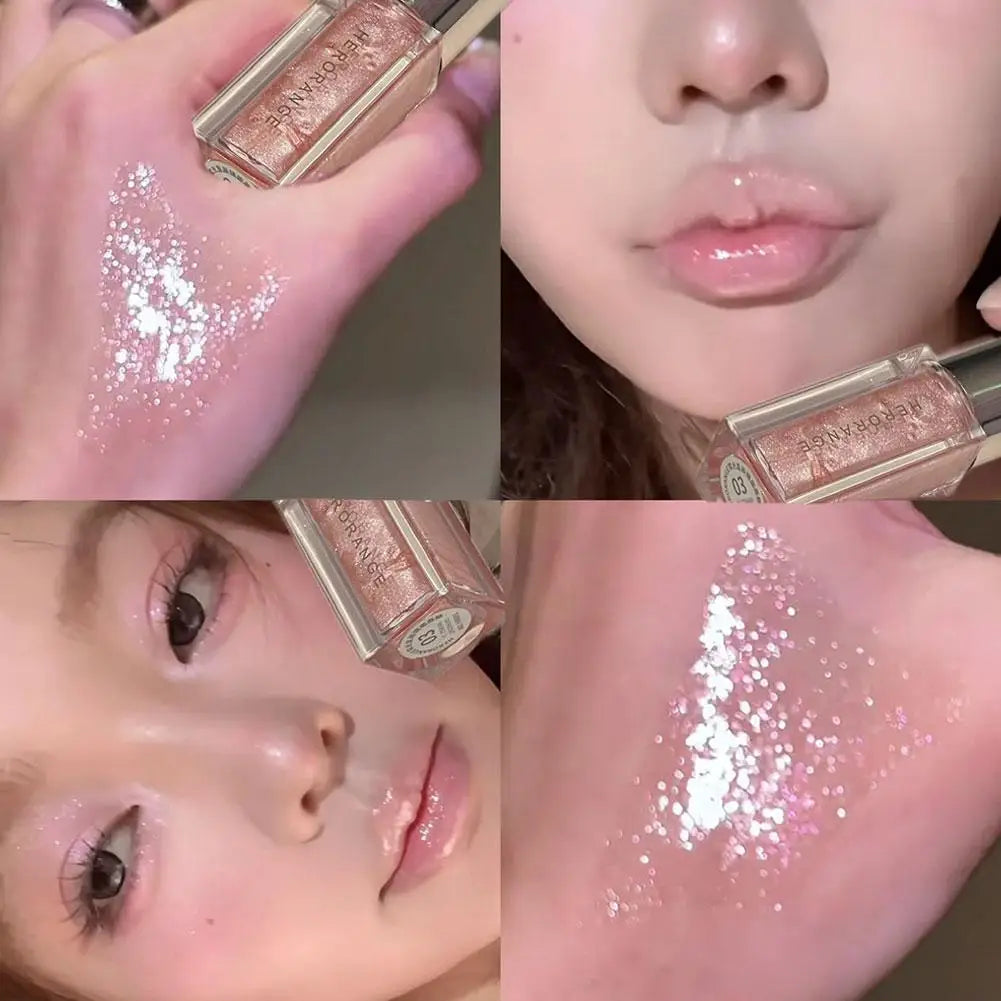Clear Watery Lip Glaze With Shimmer Herorange Starlight Gloss For Everyday Parties Lightweight Non-Sticky Lasting Brand Lipstick