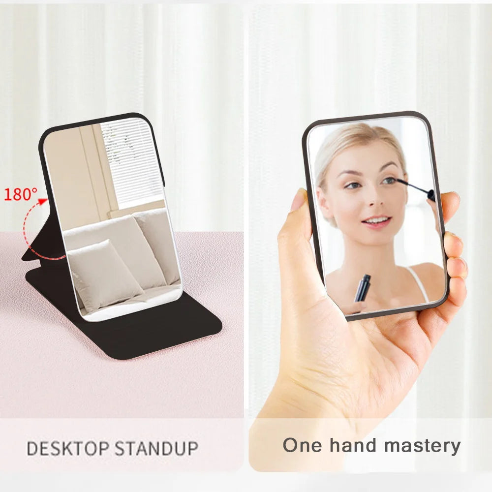 1PC Portable Compact Folding Makeup Mirror - Desktop Size, Suitable for Student Dormitories, Homes, with Storage Function
