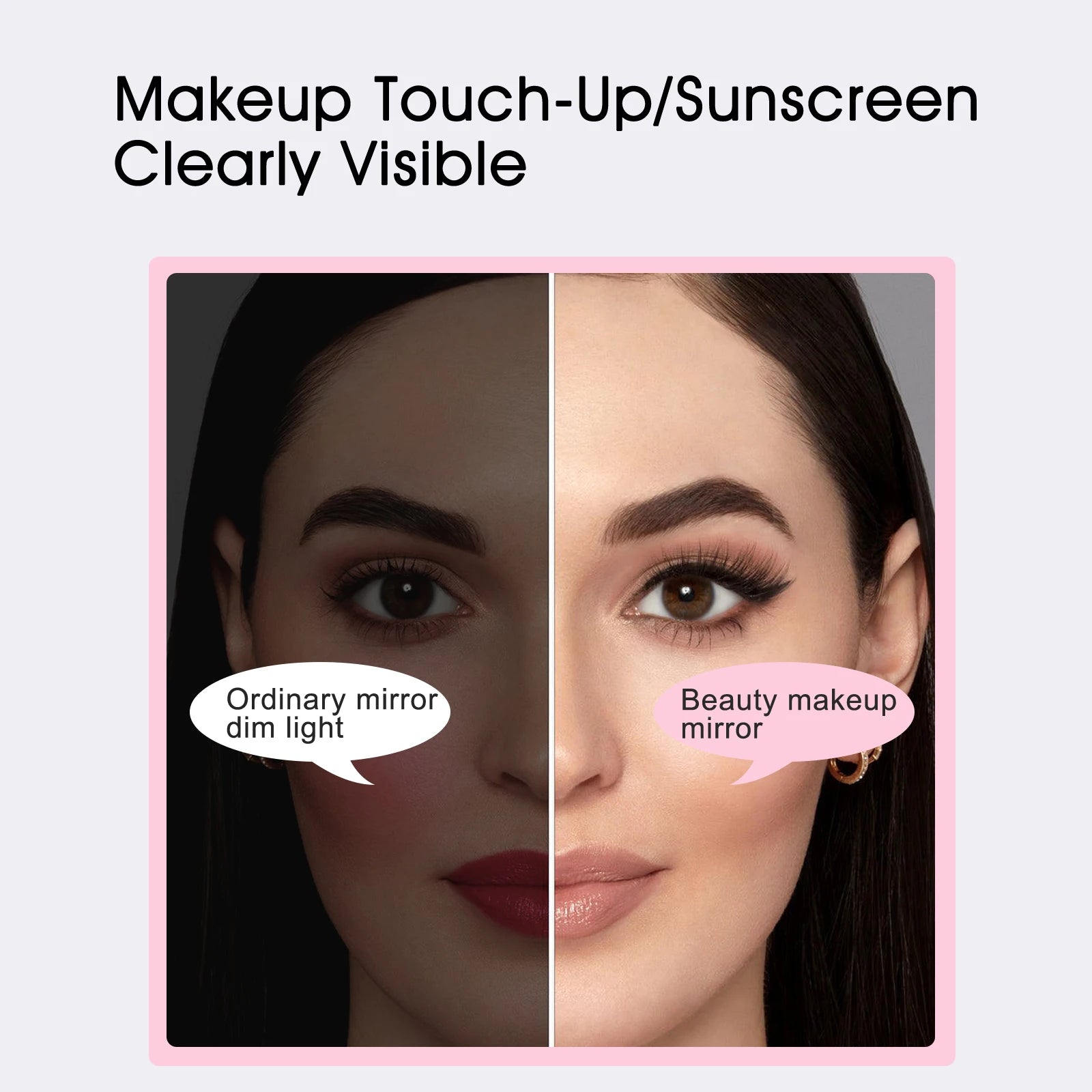 UV Mirror Sunscreen Testing Camera with Light 2X Magnification Travel Makeup 3.5in Pocket Size L Pocket Mirror Sunscreen Mirror