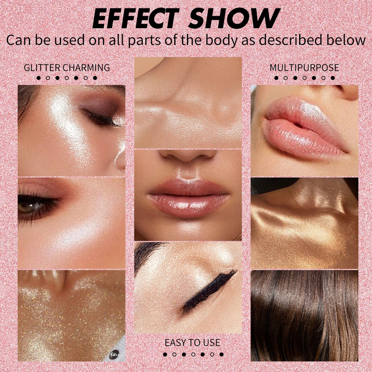 Baked Highlighter Palette Makeup, Long-Wearing Radiant Glitter Eyeshadow, Highly Pigmented Iluminadores Pressed Powder For Girls