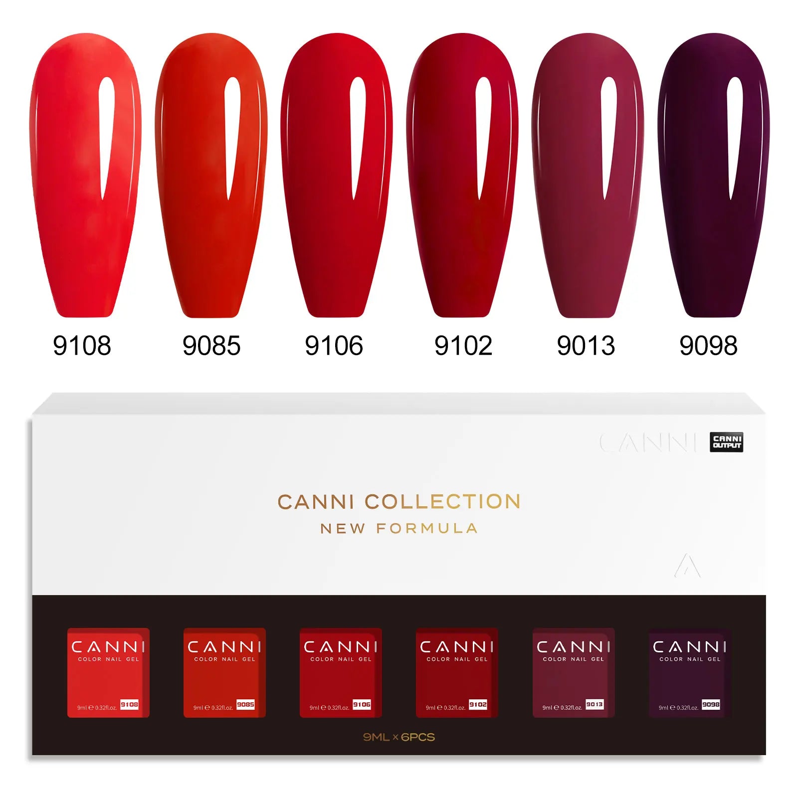 6pcs*9ml CANNI HEMA FREE Nail Gel Polish Set Gorgeous Color Semi Permanent Pigmented Painting Gel Soak off UV LED Gel Nails Kit