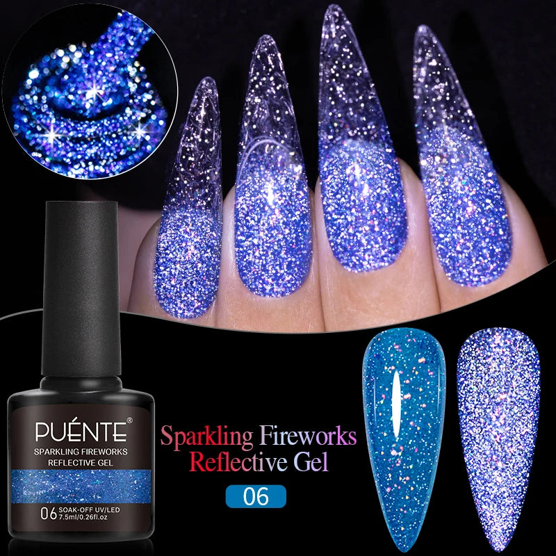 PUENTE 7.5ML Nude Shade Ceramic Cat Eye Gel Nail Polish Shiny Moonlight Cat Eye Gel Soak Off UV Semi-Permanent Nail Art Varnish