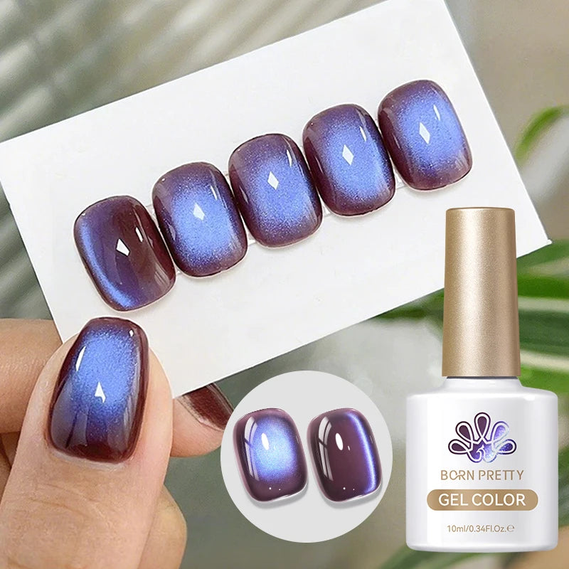 BORN PRETTY 10ml Fruit Purple Grape Cat Magnetic Gel Nail Polish 2025 New Whitening Guava Glass Beads Varnish Nail Supplies