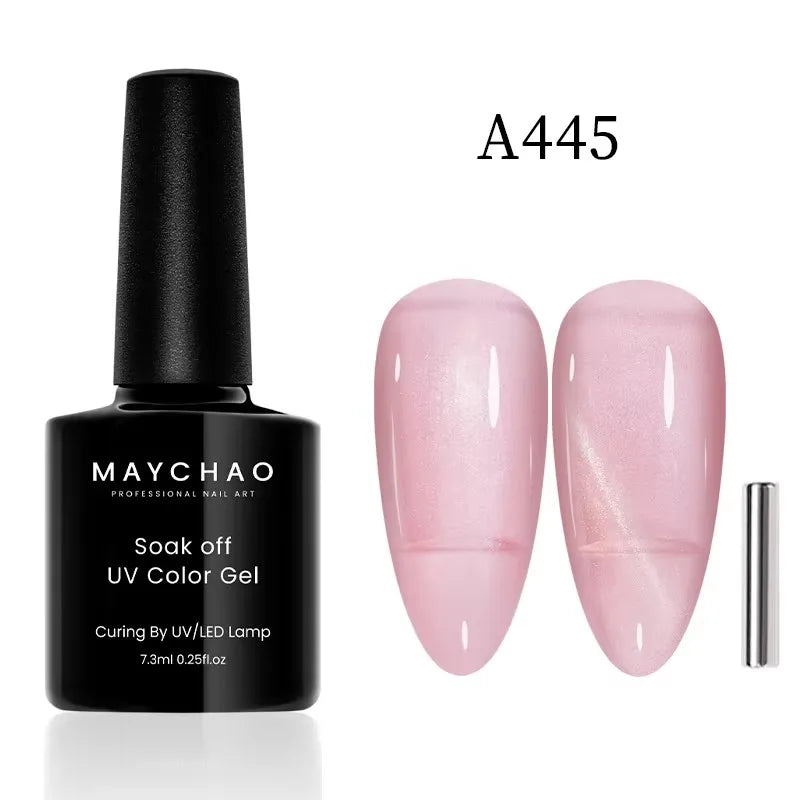 MAYCHAORomantic Galaxy Cat Eye Gel Nail Polish With Magnet Soak off UV Holographic Magnetic Rainbow Gel Polish for Nail Manicure