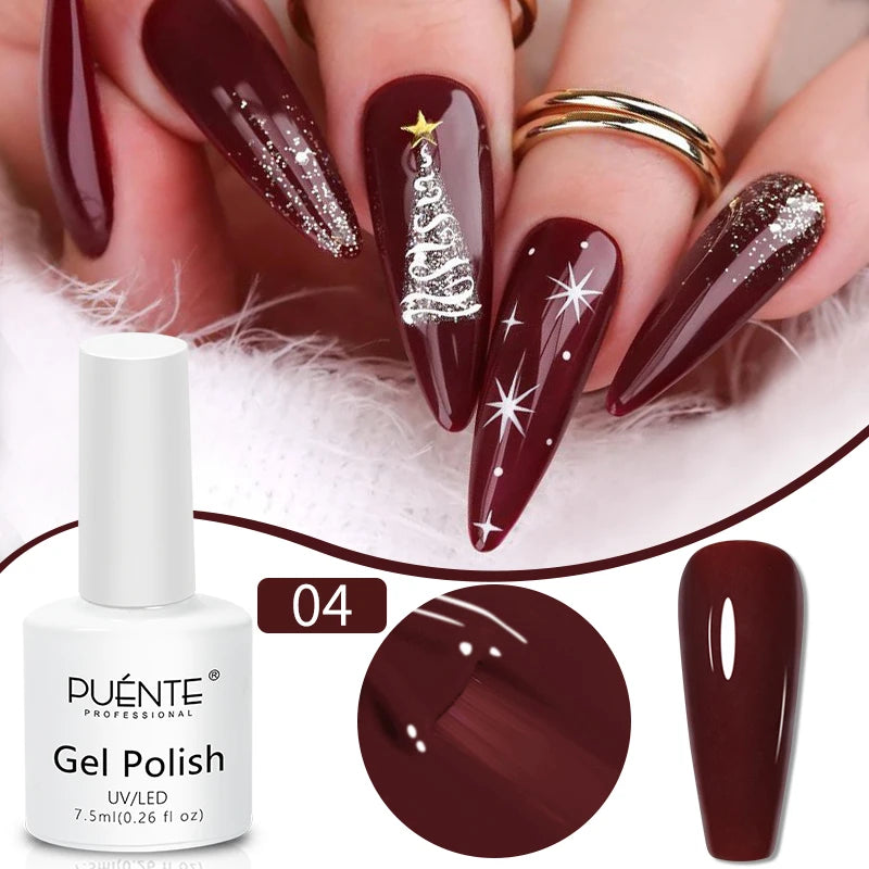 PUENTE 7.5ML Nude Shade Ceramic Cat Eye Gel Nail Polish Shiny Moonlight Cat Eye Gel Soak Off UV Semi-Permanent Nail Art Varnish