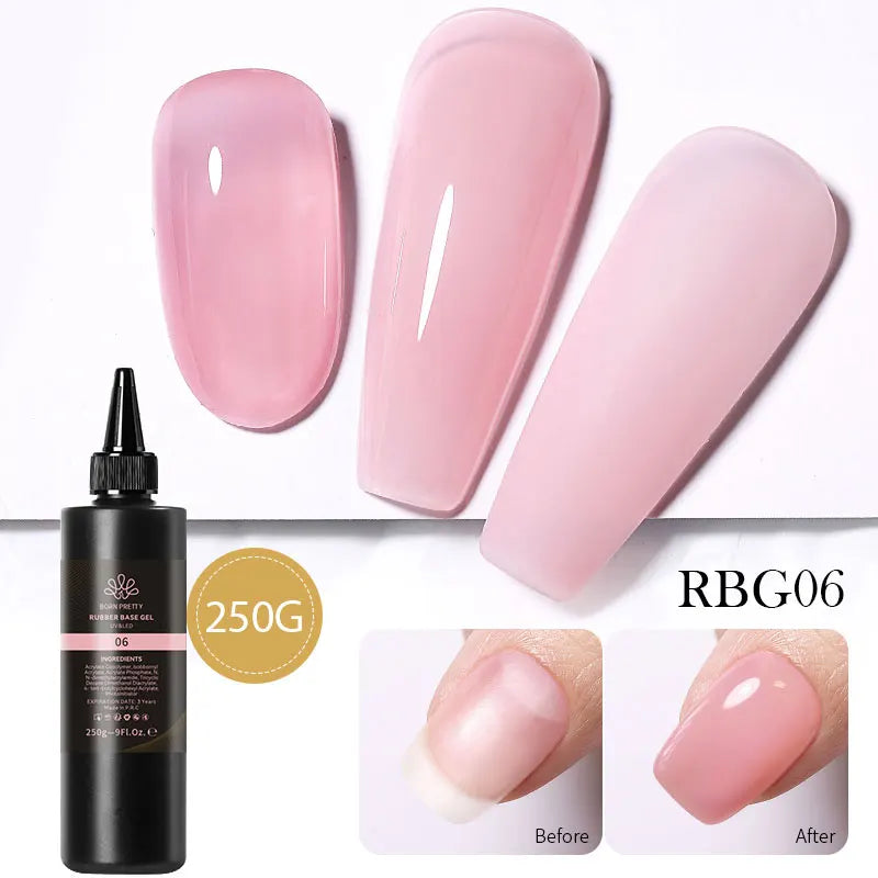 BORN PRETTY 250g Pure Black White Color Gel Nail Polish Semi Permanent Jelly Nude Gel Refilled Package Soak Off UV LED Gel