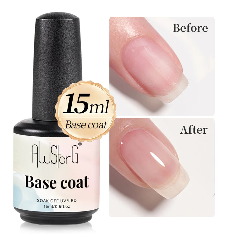 AWStorG 15ML Super Top Coat  Function Gel No Wipe Matte Top Gel Transparent Soak Off  UV LED NailArt Manicure Gel Varnish Primer