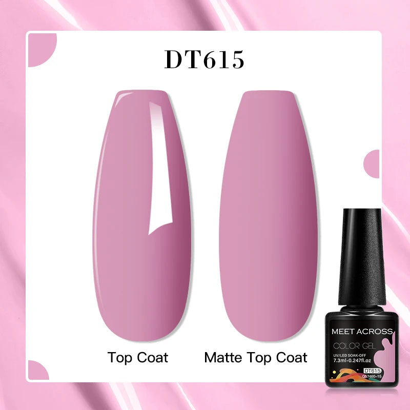 MEET ACROSS 160 Colors 7.3ml Gel Nail Polish Vernis Glitter Sparkly Semi Permanent Soak Off LED UV Gel Varnish Nail Art Manicure