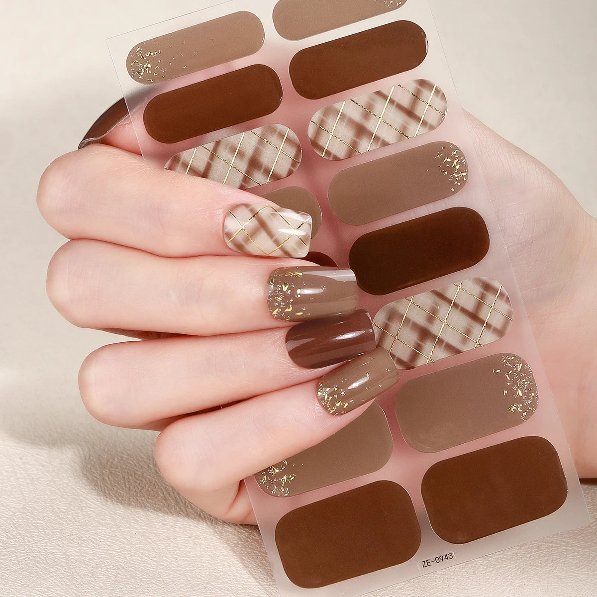 16tips DIY Baking-Free Nail Stickers French Stripe Lines Adhesive Nail Strips Patch Slider Full Cover Nail Decoration Decal