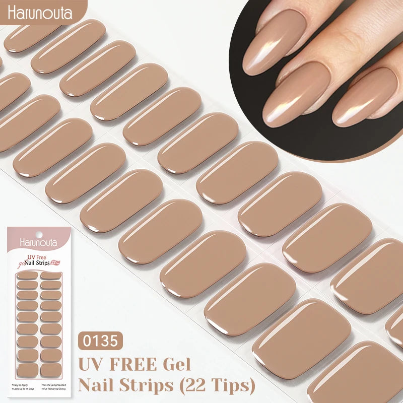 22strips UV Free Nail Gel Strips Loving Heart Gel Polish Nail Sticker Curing-free Adhesive Stickers for Nails Long Lasting Wrap