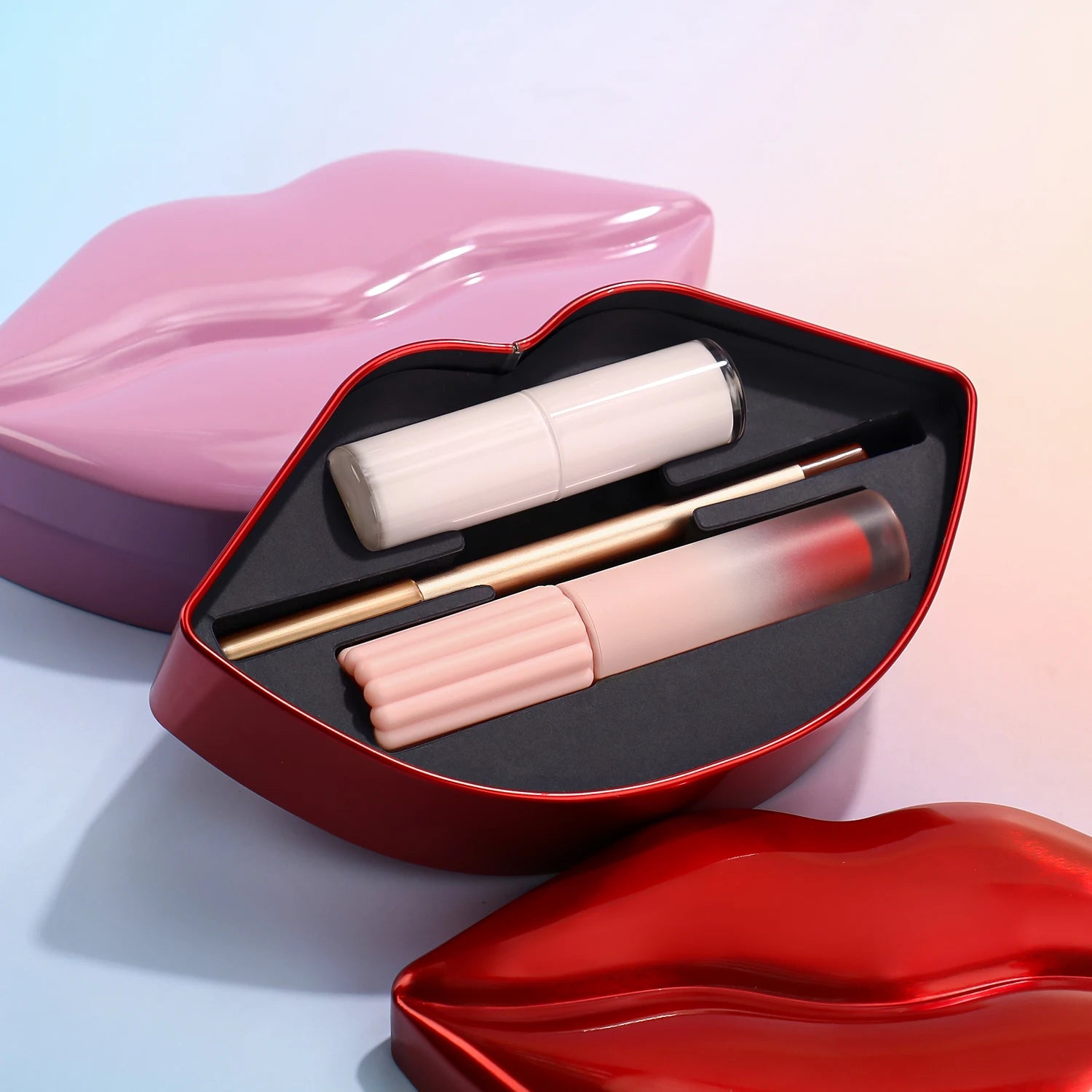 Lip Makeup Kit Private Label Lip Gloss Pencil Liner Balm Matte Glossy Lipgloss Set Wholesale 3 in 1 Gift Box