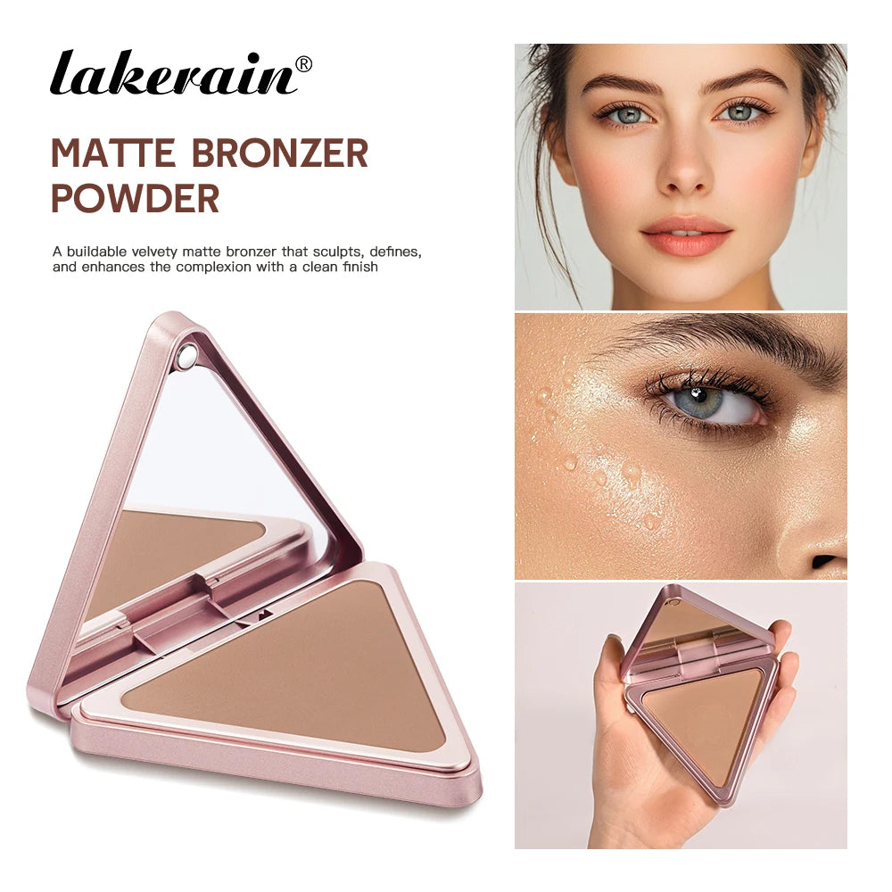 Lakerain Matte Bronzer Powder Long Lasting Makeup Effect Waterproof Sweatproof Setting Powder Oil Control Bronzer Face Makeup