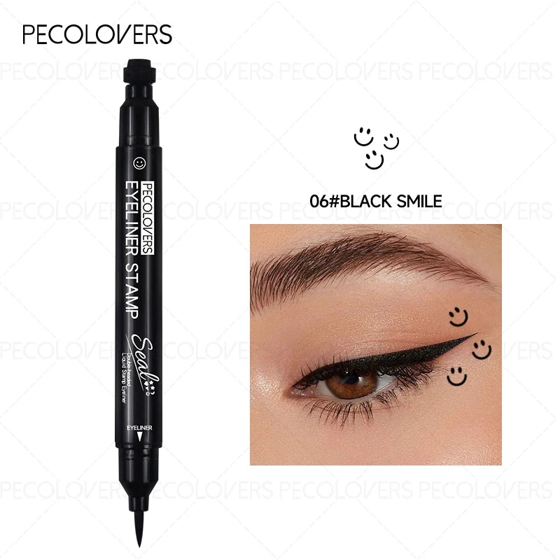 1PC Liquid Eyeliner Stamp - Waterproof, Slim Gel Felt Tip with Heart, Star, Triangle & Flower Shapes for Creative Eye Makeup
