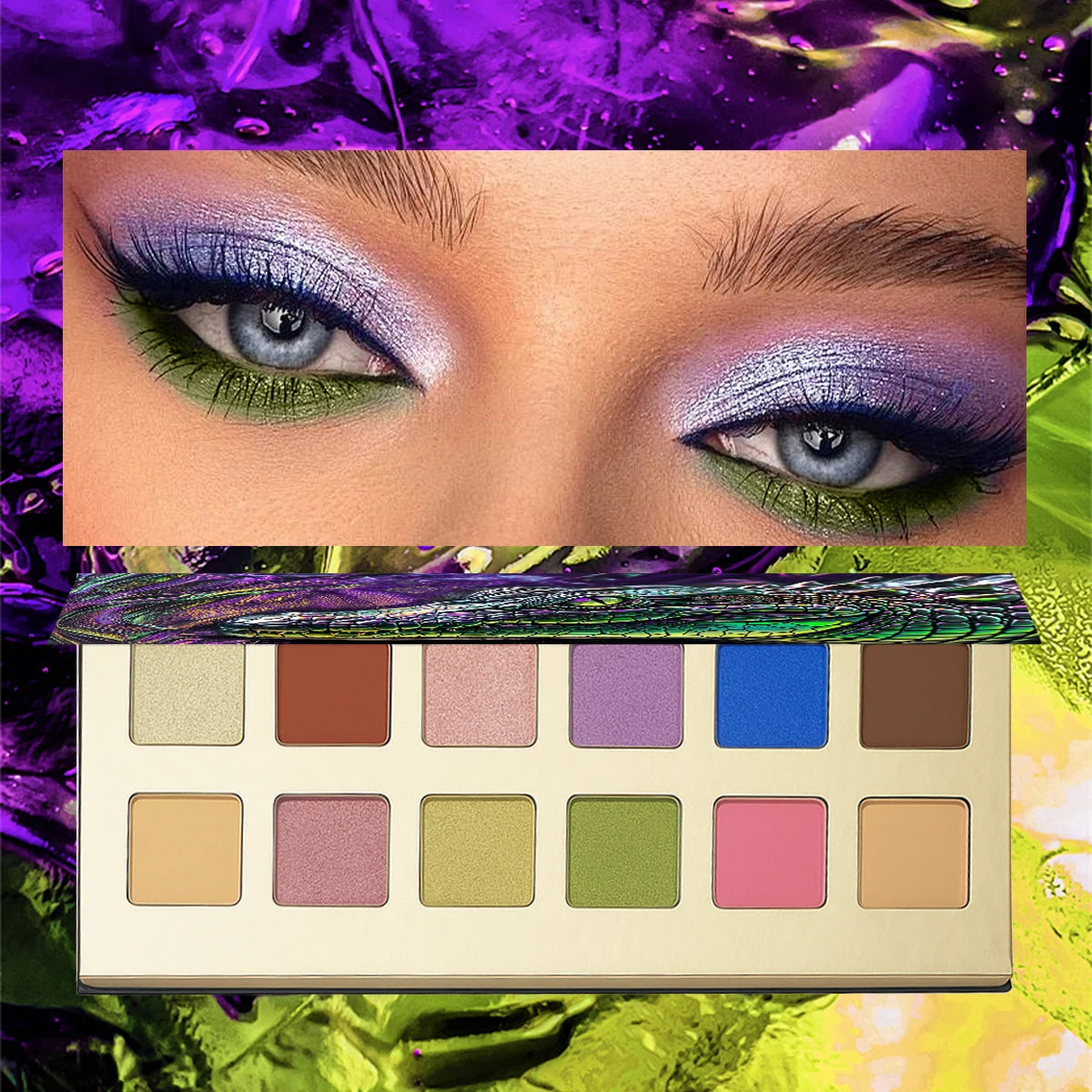 12-Color Crocodile Eyeshadow Palette - Matte & Shimmer