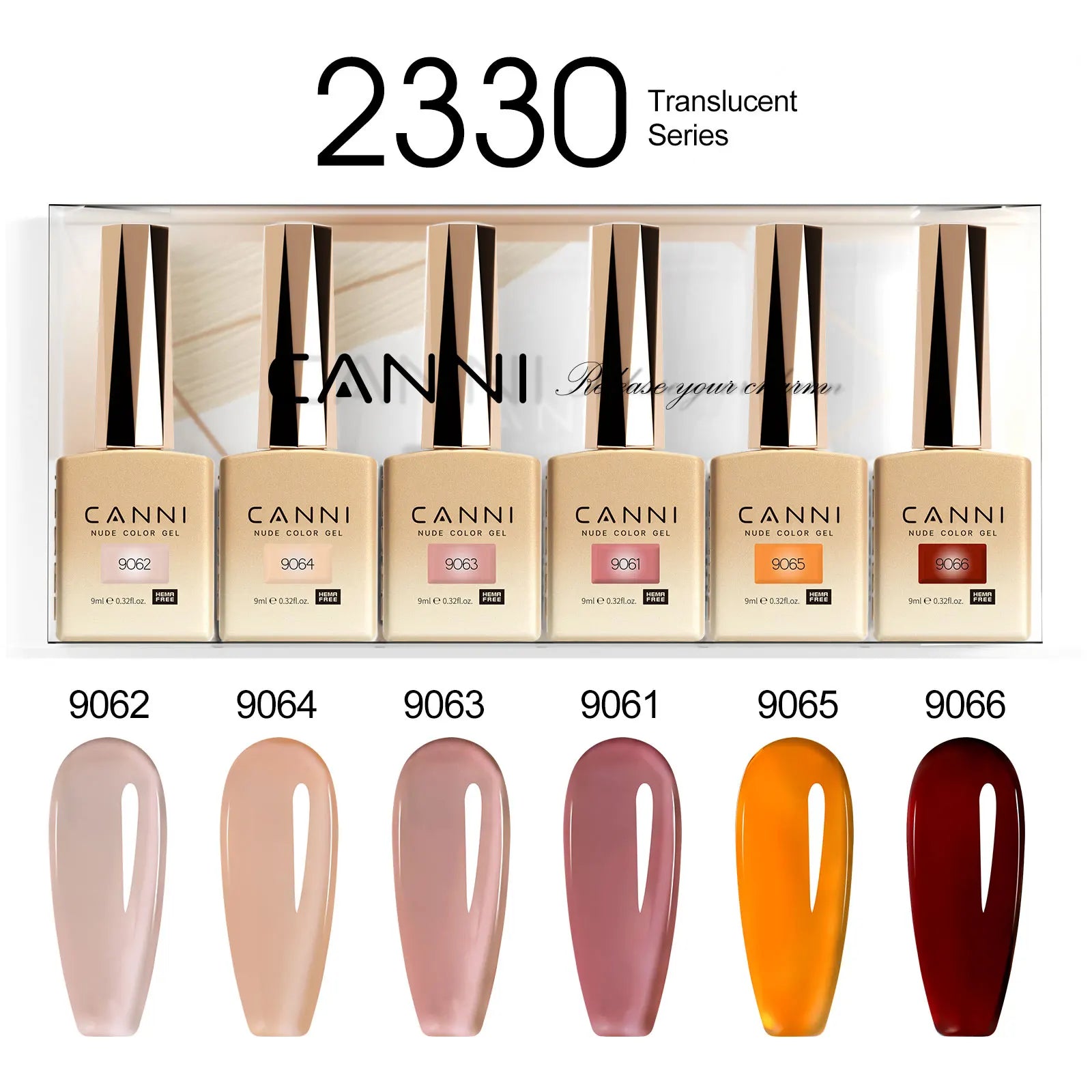 6pcs*9ml CANNI Nail Gel Polish Kit HEMA FREE Jade Jelly Nude Jelly Pink VIP Kit Christmas Gift French Nail Design Natural Color