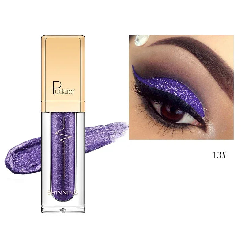 New Make Up Liquid Eyeshadow Waterproof Glitter Pigments Purple Gold Metalic Women Beauty Gel Eye Shadow Cream 18 Colors Makeup