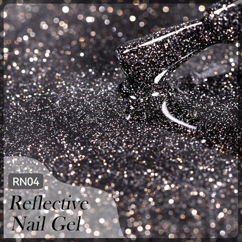 LILYCUTE 7ML Black Silver Red Reflective Glitter Gel Nail Polish Sparkling French Soak Off Long Lasting Manicure Nails Art Gel