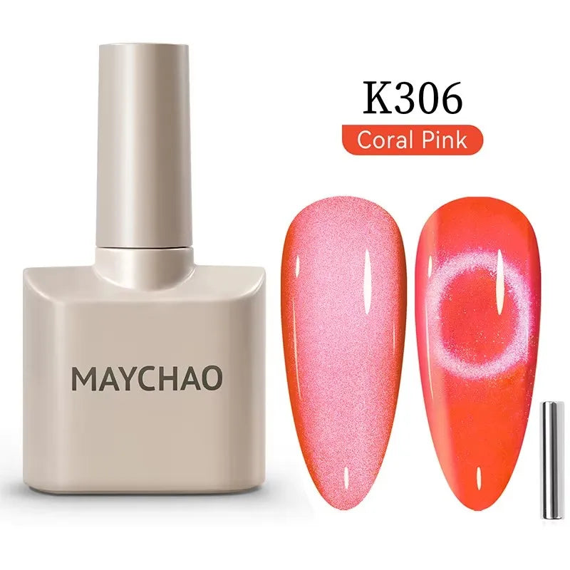 MAYCHAORomantic Galaxy Cat Eye Gel Nail Polish With Magnet Soak off UV Holographic Magnetic Rainbow Gel Polish for Nail Manicure