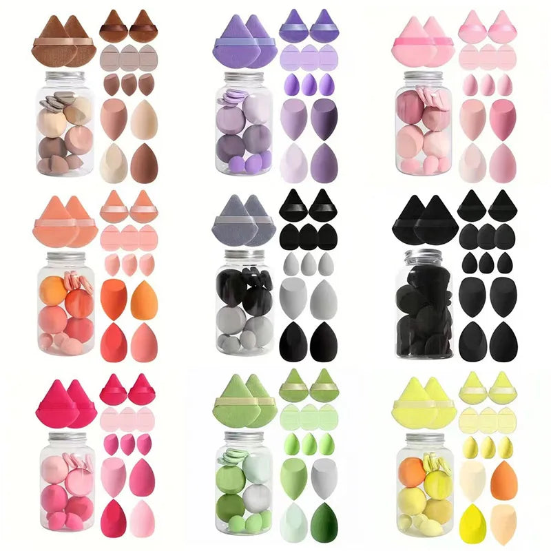 14PCS Makeup Sponge Set with Storage Jar Velvet Beauty Blenders Beauty Egg Powder Puffs Make Up Accessories Women Makeup Tools