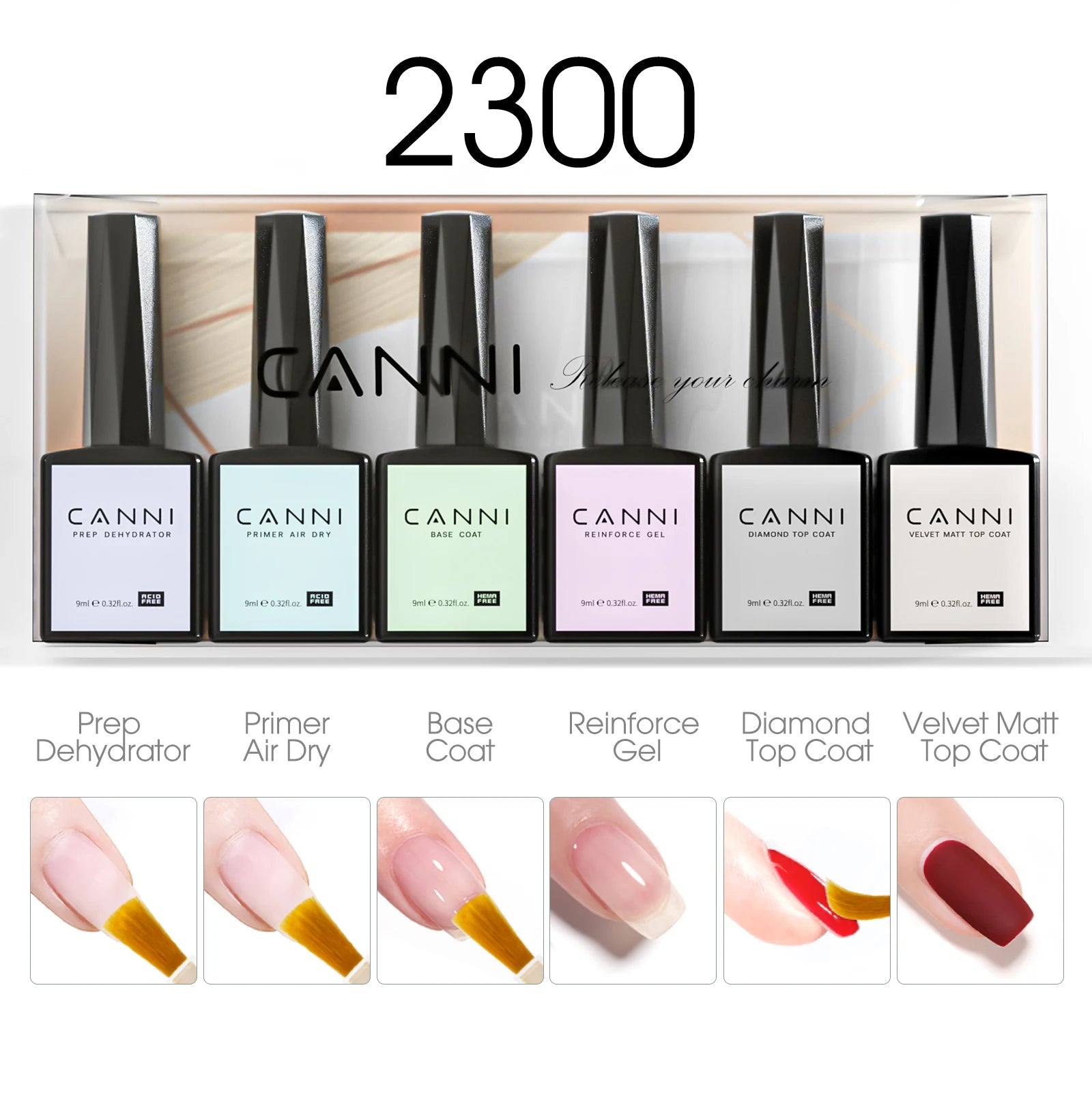6pcs*9ml CANNI HEMA FREE Nail Gel Polish Set Gorgeous Color Semi Permanent Pigmented Painting Gel Soak off UV LED Gel Nails Kit