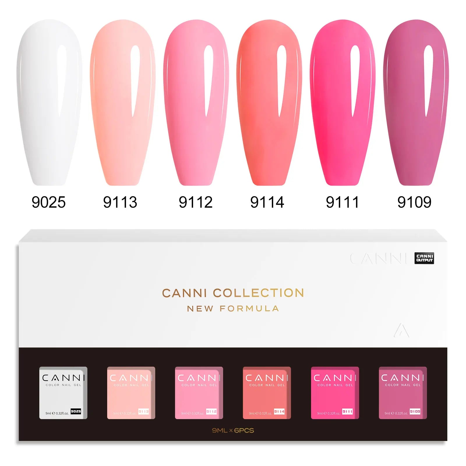 6pcs*9ml CANNI HEMA FREE Nail Gel Polish Set Gorgeous Color Semi Permanent Pigmented Painting Gel Soak off UV LED Gel Nails Kit