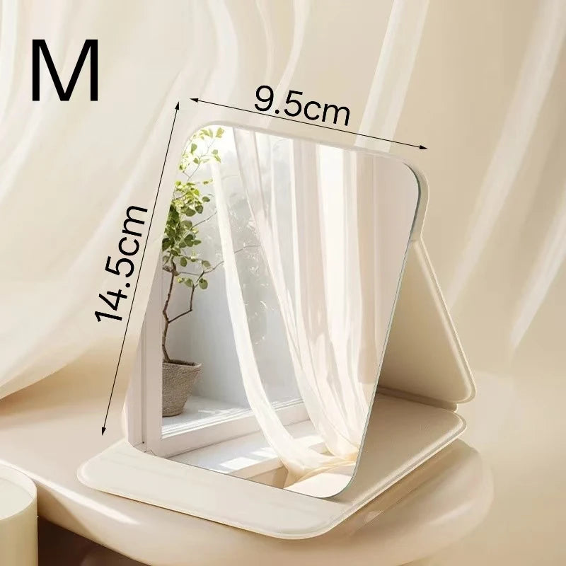 1PC Portable Compact Folding Makeup Mirror - Desktop Size, Suitable for Student Dormitories, Homes, with Storage Function