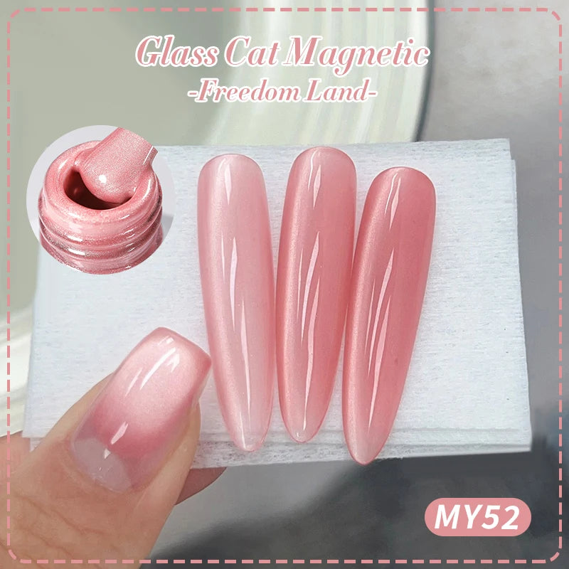 BORN PRETTY 10ml Pink Glass Bead Cat Magnetic Gel Nail Polish Spring Moonlight Jelly Crystal Semi Permanent Soak Off Manicure