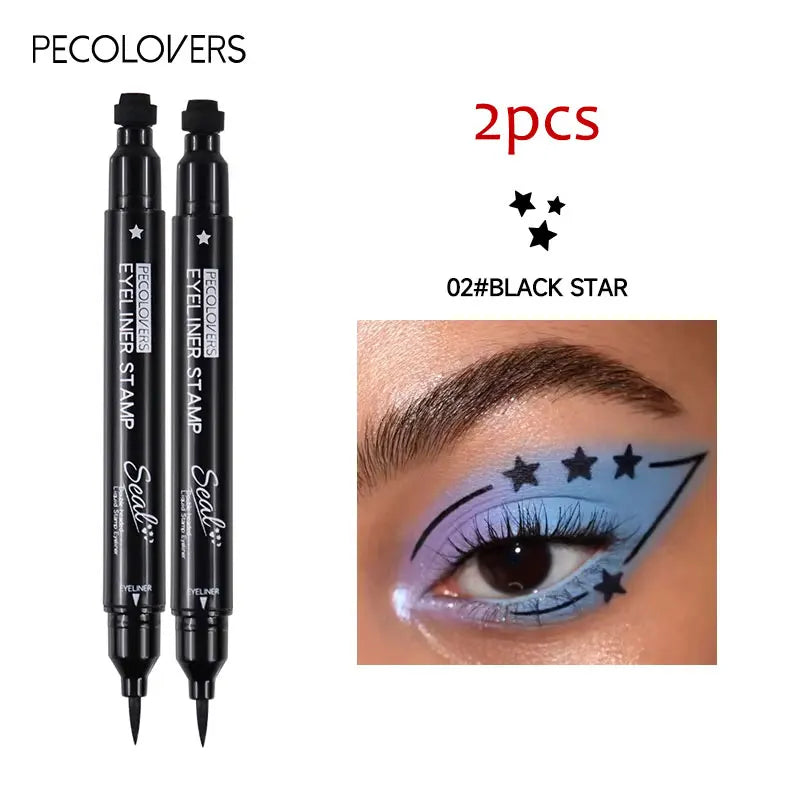 2-in-1 Star & Moon Stamp Liquid Eyeliner - Black Waterproof