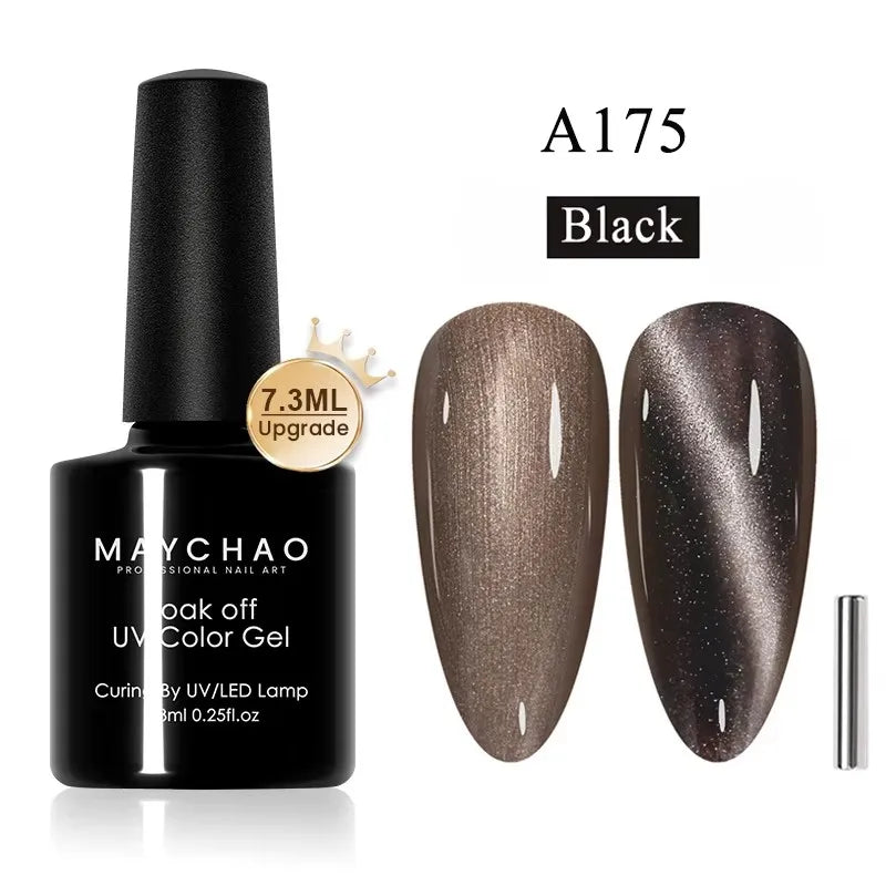 MAYCHAORomantic Galaxy Cat Eye Gel Nail Polish With Magnet Soak off UV Holographic Magnetic Rainbow Gel Polish for Nail Manicure
