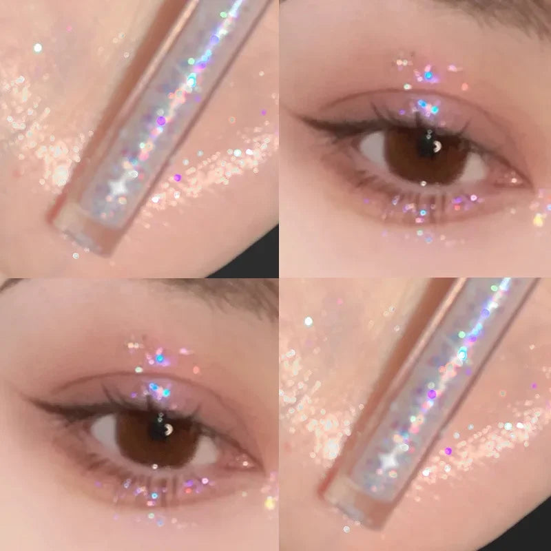 1pc Liquid Eyeshadow Super Shine Pink Pearlescent Glitter Eyeliner Long Lasting Waterproof Eye Shadow Glitter Party Eye Makeup