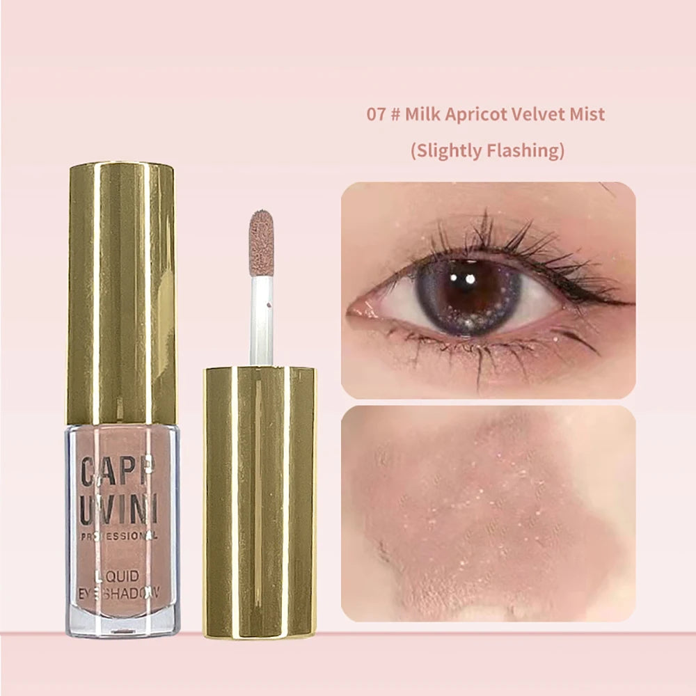 Cappuvini Liquid Eyeshadow Matte Pearlescent Fine Sparkling Long-Lasting Makeup Eye Shadow Highlighter