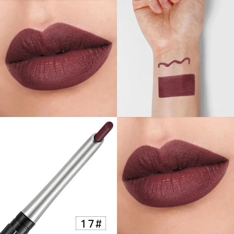 17Colors Portable Matte Pencil Lipstick Natural Long-lasting Waterproof Moisturizing Pen Lip Liner Makeup For Women