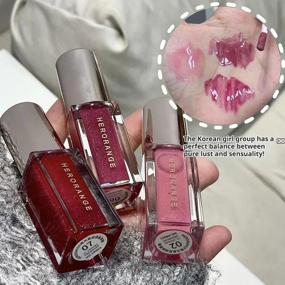 Clear Watery Lip Glaze With Shimmer Herorange Starlight Gloss For Everyday Parties Lightweight Non-Sticky Lasting Brand Lipstick