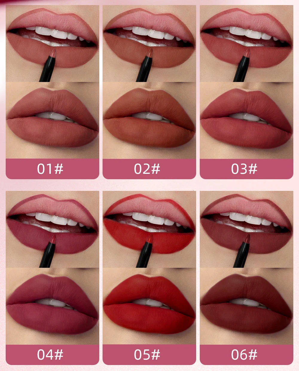 2 In 1 Double-end Lipgloss Lipliner Moisturizing Lipgloss Waterproof Long Lasting Matte Lip Liner Pen Makeup Lipliner 6 Colors