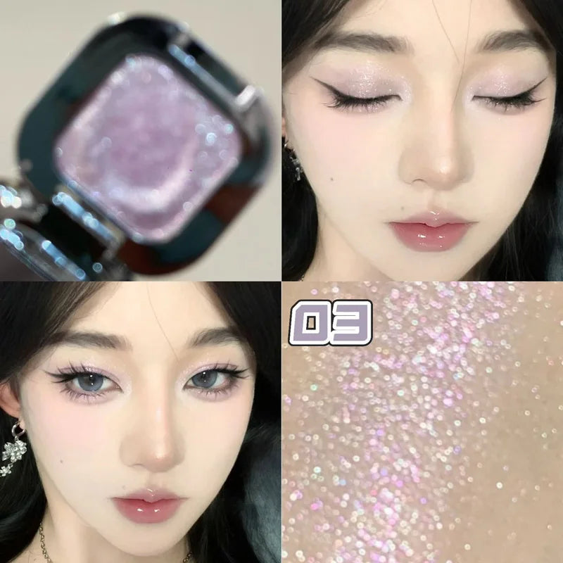 HERORANGE Square Single Highlighter Powder, Creamy Soft Texture, Radiant Pearl Pigment, Long-lasting Glow, Intense Color Payoff