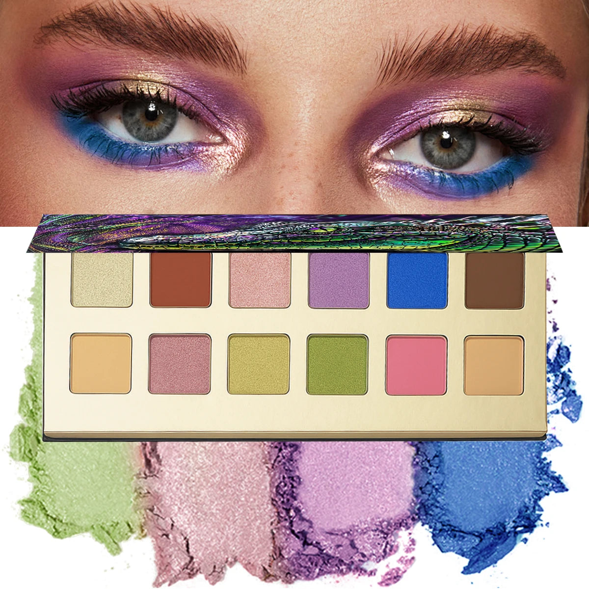 12-Color Crocodile Eyeshadow Palette - Matte & Shimmer