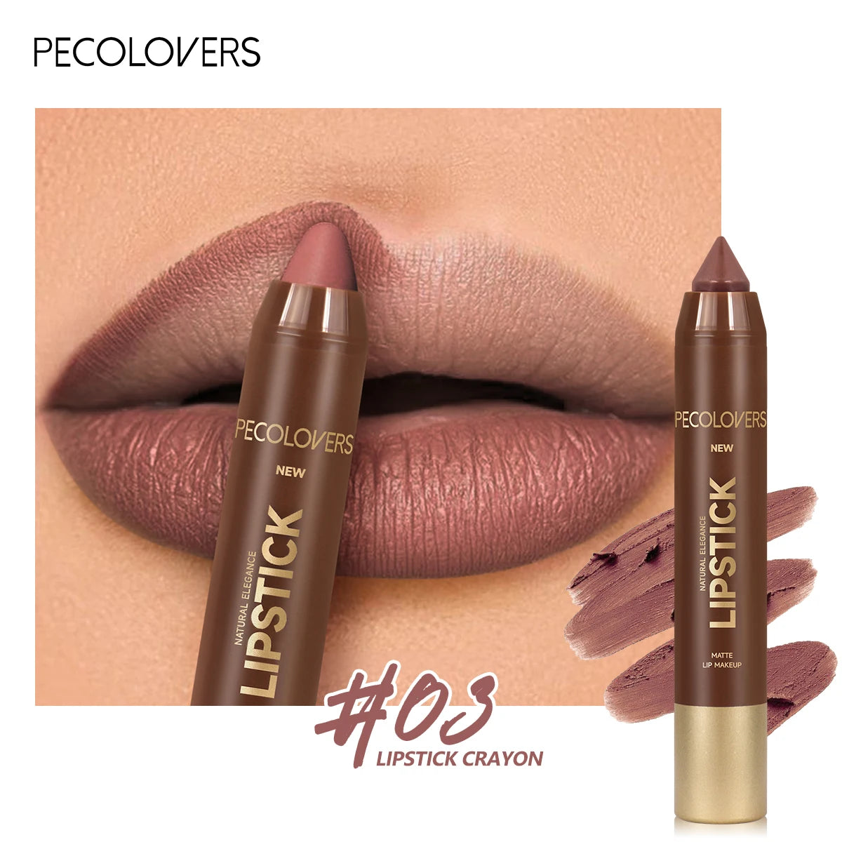 Multi-Color Matte Lipstick Crayon, Long-Lasting & Natural Effect Crayon, for Brown Tone, Matte Finish & High Pigmented