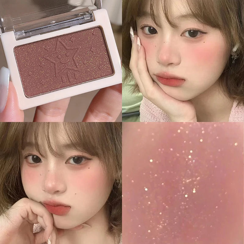 Smart, clear, monochrome blush matte, natural whitening, brightening cheeks, purple nude makeup, fine flash rouge