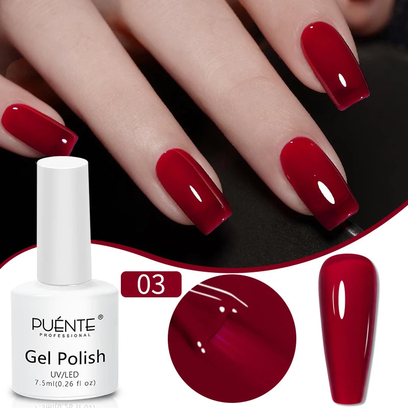 PUENTE 7.5ML Nude Shade Ceramic Cat Eye Gel Nail Polish Shiny Moonlight Cat Eye Gel Soak Off UV Semi-Permanent Nail Art Varnish