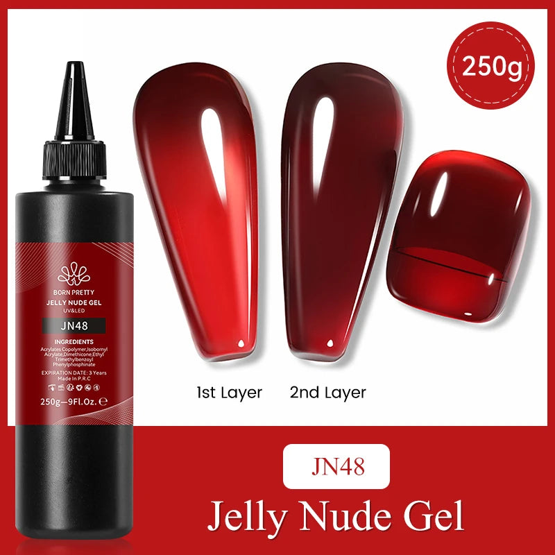 BORN PRETTY 250g Pure Black White Color Gel Nail Polish Semi Permanent Jelly Nude Gel Refilled Package Soak Off UV LED Gel