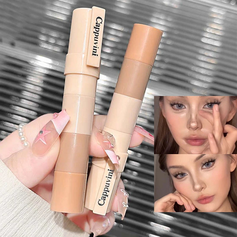 4 in 1 Contour Highlighter Stick 4 Colors Moisturizing Natural Matte Brown Nose Shadow Makeup Matte Shimmer Eyeshadow Stick Set