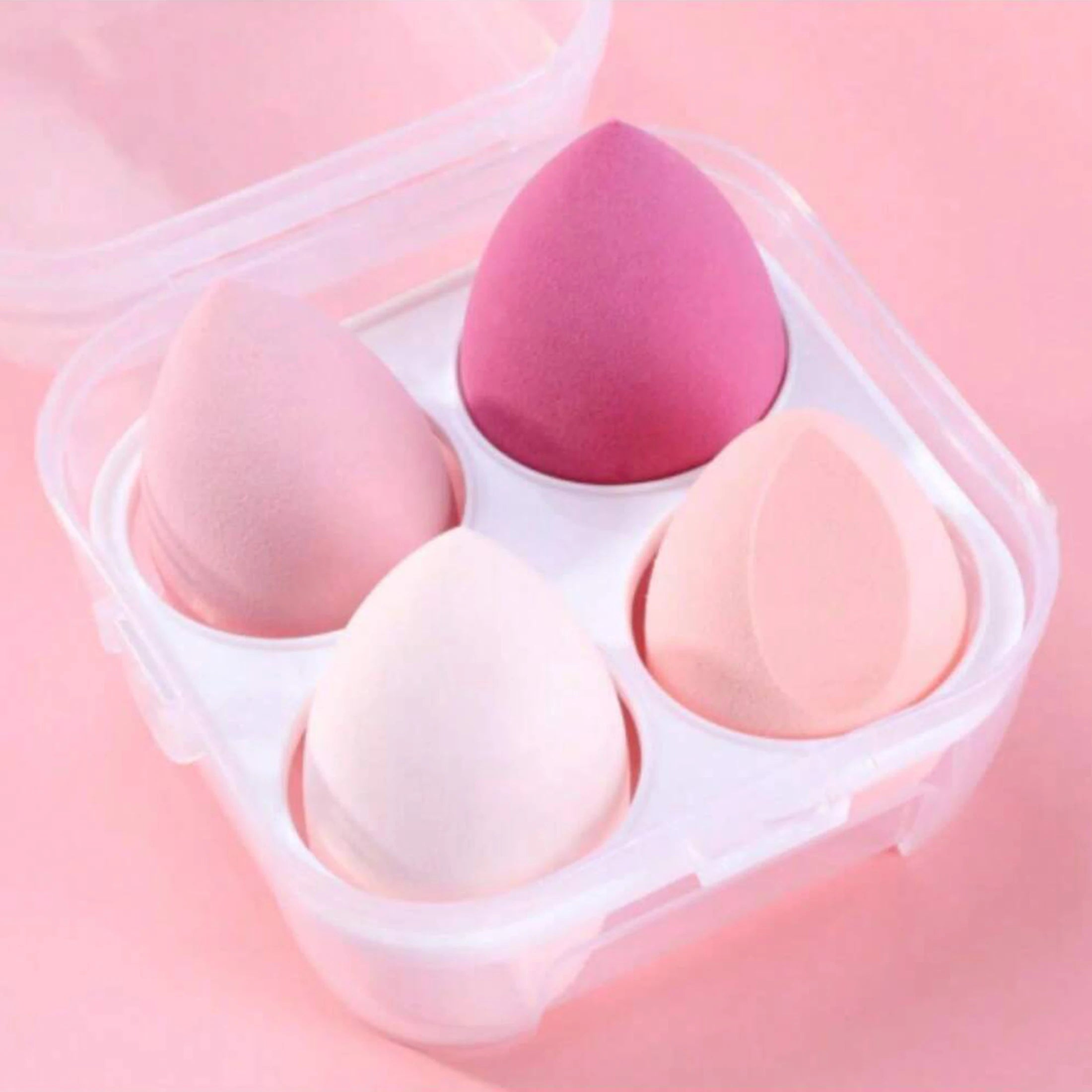 1Box Makeup Sponge Puffs (4pcs) - Blending Sponge For Foundation, Powder & Liquid Makeup, Makeup Sponge With Travel-Friendly Sto
