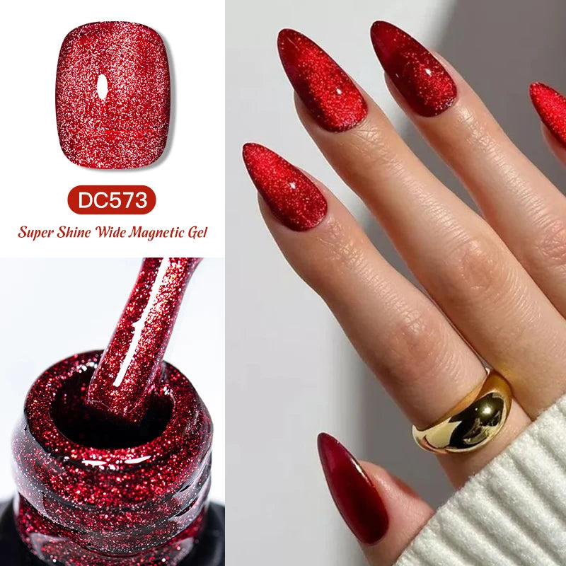 7ML Ice Transparent Glass Bead Moonlight Cat Eye Magnet Gel Nail Polish Jelly Ultra Shine Glitter Semi Permanent Soak Off UV Gel