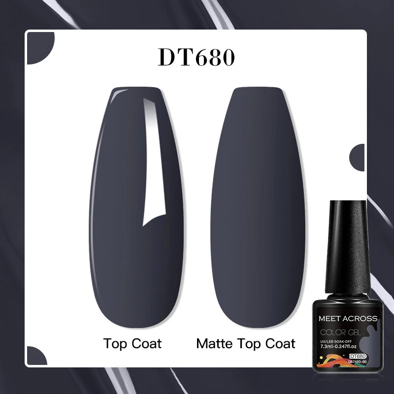 MEET ACROSS 160 Colors 7.3ml Gel Nail Polish Vernis Glitter Sparkly Semi Permanent Soak Off LED UV Gel Varnish Nail Art Manicure