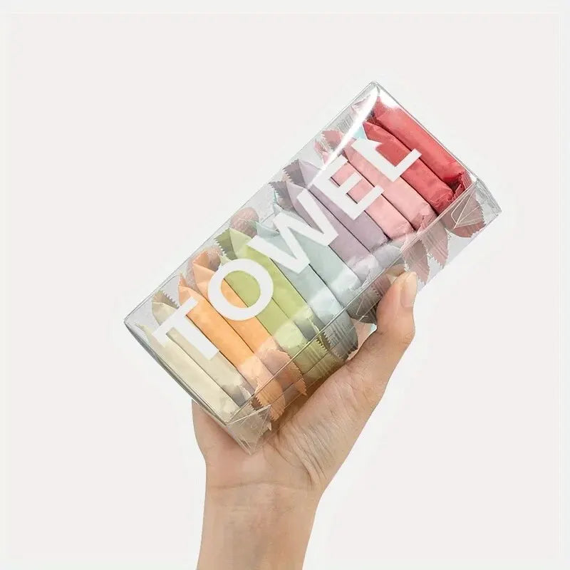 14pcs Disposable Portable Travel Towels Thickened Compressed Face Cleansing Beauty Square Washcloths for On-the-Go Hygiene