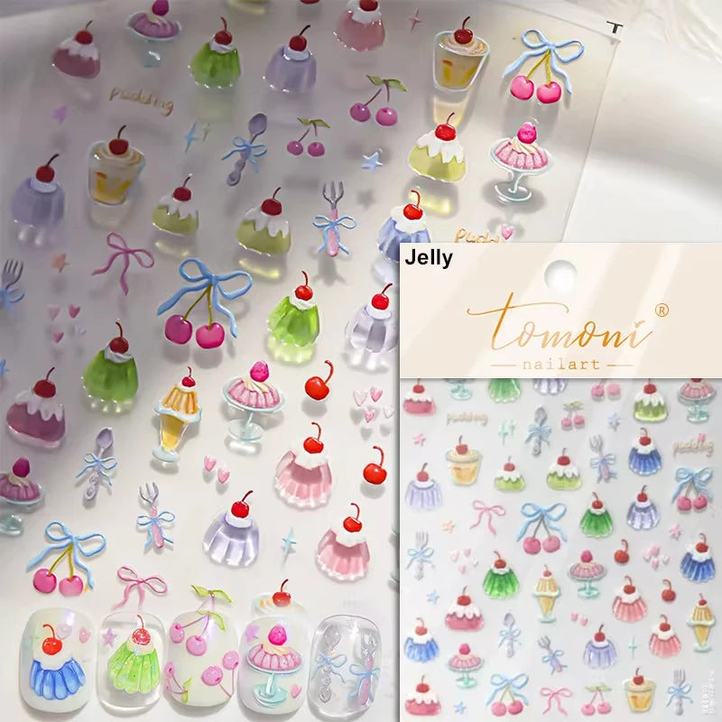 1pcs 5D Japanese Kawaii Bear Nail Art Stickers Brown Cartoon Animals Self-Adhesive Nail Decoration Decals DIY Slider Accessories