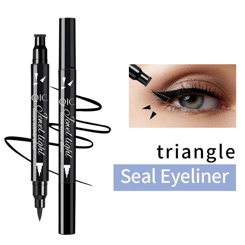Double Ended Eyeliner With Eye Stamp Liquid Felt Tip Eyeliner Pen Black Waterproof Long Lasting and Smudge Proof Makeup Women
