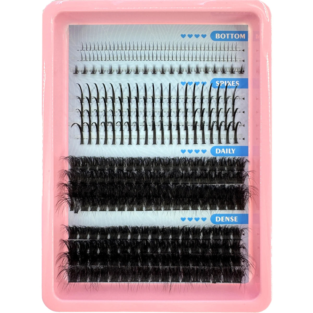 15Rows Lash Clusters Spikes Eyelash Extensions Spiky Lashes Extension Thick Individual Cluster Lashes with Spikes&Bottom Lashes