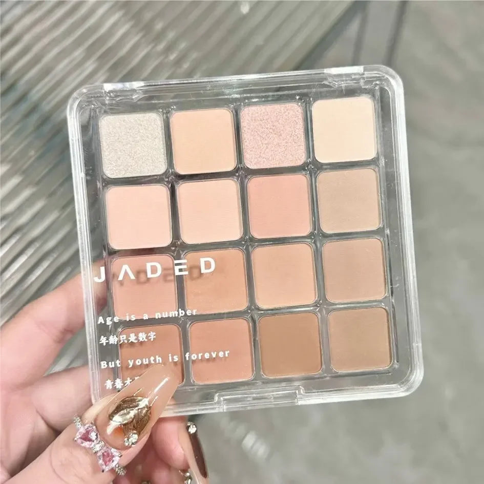 16 Colors Matte Eyeshadow New Square Eyeshadow Palette Matte Pearl Sequins Blush Eyeshadow Brighten Complexion
