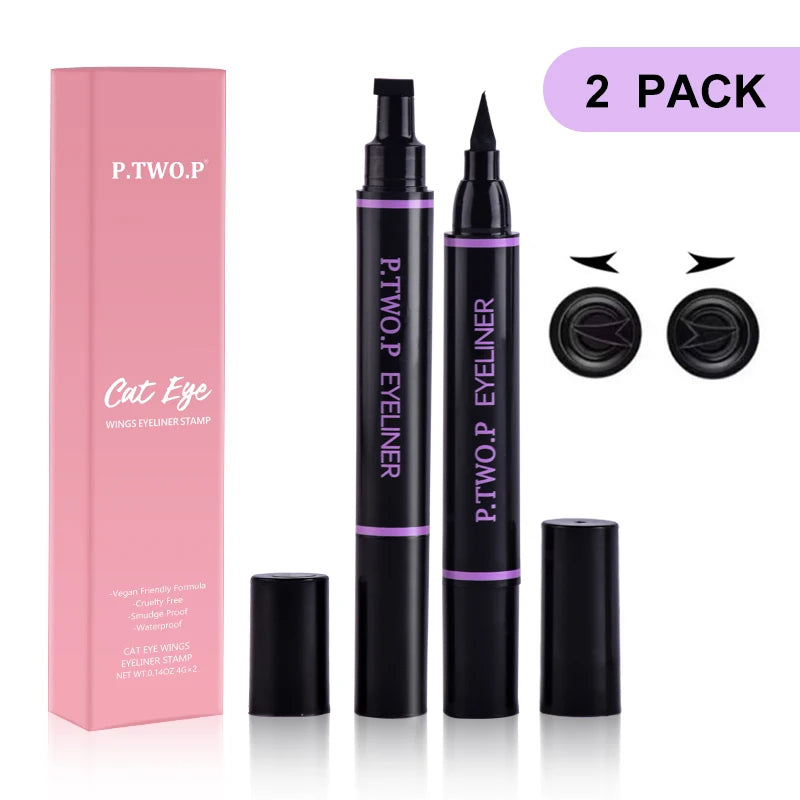 PTWOP 2-Piece Winged Eyeliner Stamp & Liquid Pencil - Black